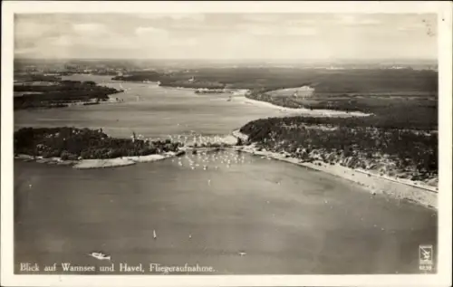 Ak Berlin Zehlendorf Wannsee, Havel, Fliegeraufnahme