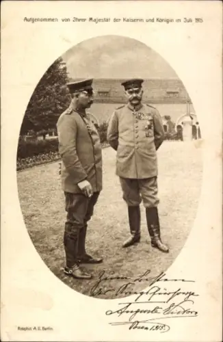 Passepartout Ak Kaiser Wilhelm II., Generalfeldmarschall Paul von Hindenburg, Posen 1915