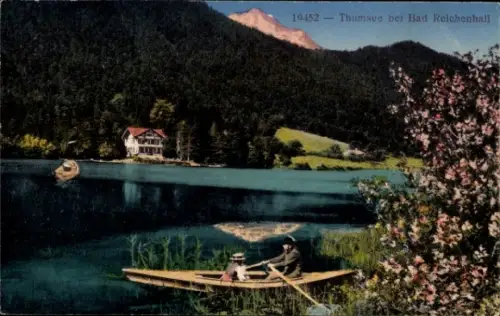 Ak Thumsee Karlstein Bad Reichenhall Oberbayern, Thumsee, Bad Reichenhall, Boot auf dem Wasser, B