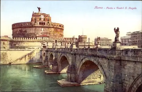 Ak Trastevere Roma Rom Lazio, Castel Sant'Angelo, Ponte, Wasser, Engel, Rom