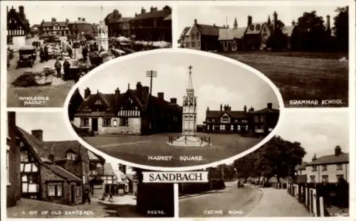Ak Sandbach North West England, Marktplatz, Mittelschule