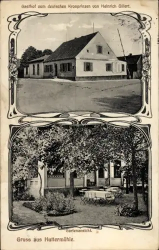 Ak Hüttermühle Genthin am Elbe Havel Kanal, Gasthof zum deutschen Kronprinzen