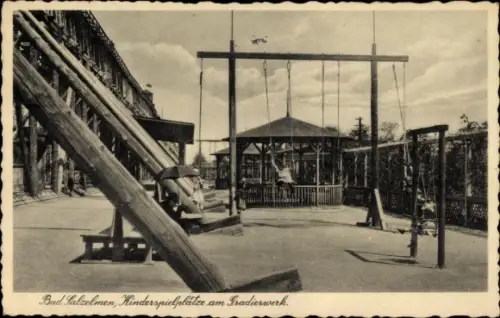 Ak Salzelmen Schönebeck an der Elbe, Kinderspielplatz am Gradierwerk