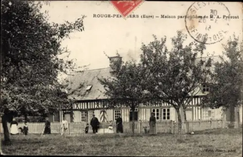 Ak Rouge Perriers Eure, Fachwerkhaus