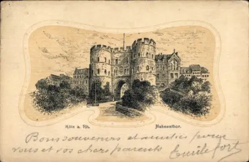 Passepartout Litho Köln am Rhein, Hahnentor