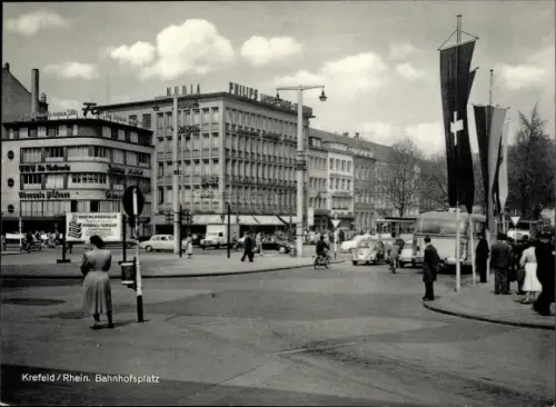 Ak Krefeld am Niederrhein, Bahnhofsplatz