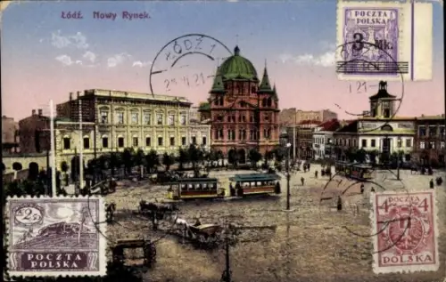 Ak Lodz Lodsch Polen, Neuer Markt