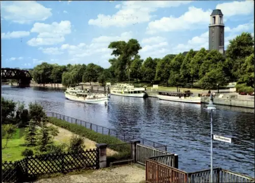 Ak Berlin Spandau, Lindenufer mit Rathaus