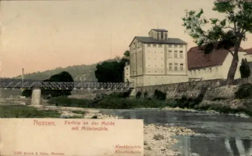 Ak Nossen in Sachsen, Mittelmühle an der Mulde