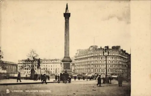 Ak Westminster London City, Nelson's Column,   , Menschen, Pferdewagen