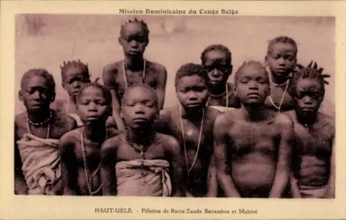 Ak Haut Uele DR Kongo Zaire, Fillettes de Races Zande Barambos et Makéré