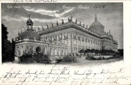 Ak Potsdam Sanssouci, Das neue Palais, Gruss aus  , 15.09.
