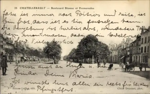 Ak Châtellerault Vienne, Boulevard Blossac, Promenades
