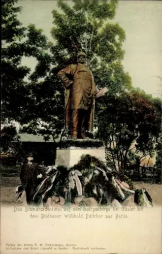 Ak Goslar am Harz, Bismarckdenkmal, Georgenberge,  Willibald Böitcher, Statue