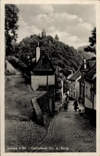 Ak Altena in Westfalen, Iserlohner Straße und Burg