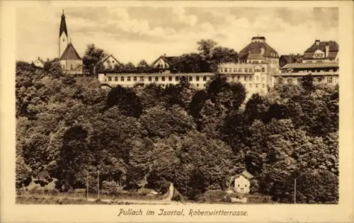 Ak Pullach im Isartal Oberbayern,  Rabenwirtterrasse, Landschaftsaufnahme