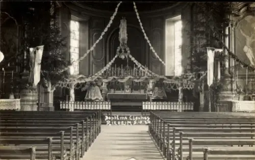 Foto Ak Rixheim Elsass Haut Rhin, Innenansicht der Kirche, Glockenweihe 1924