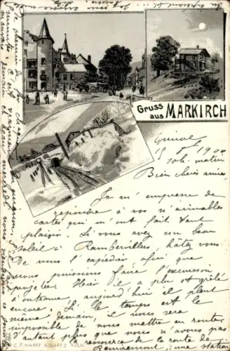 Ak Sainte Marie aux Mines Markirch Elsass Haut Rhin,  aus  Landschaftszeichnung, Text in Französi