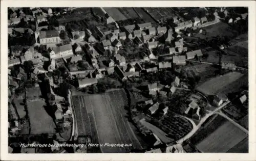 Ak Hüttenrode Blankenburg am Harz, Bahnhof Braunesumpf, Luftaufnahme von Huttenrode, Blankenburg,