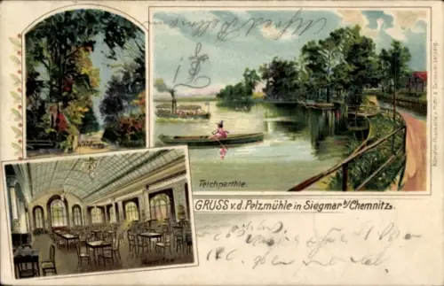 Litho Siegmar Chemnitz in Sachsen, Pelzmühle, Teich