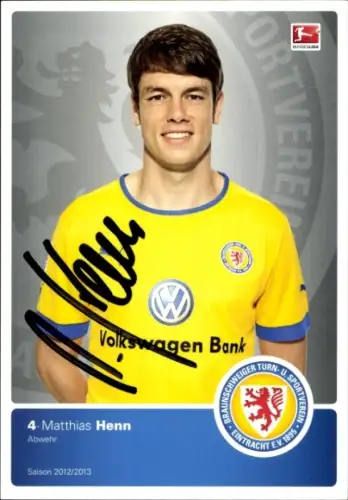 Autogrammkarte Fußballer Matthias Henn, Eintracht Braunschweig, Autogramm