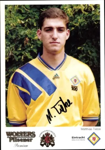 Autogrammkarte Fußballer Matthias Tietze, Eintracht Braunschweig, Portrait, Autogramm