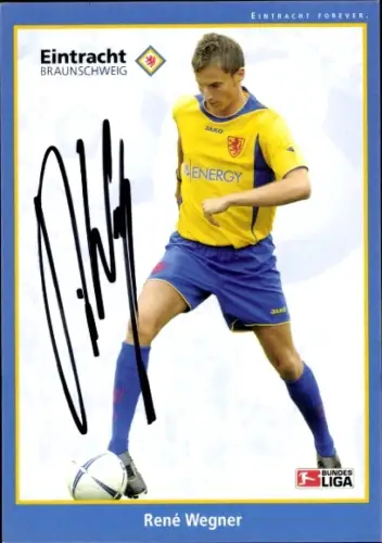 Autogrammkarte Fußballer René Wegner, Eintracht Braunschweig, Portrait, Autogramm