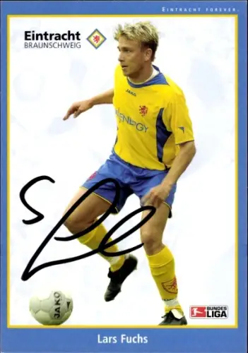 Autogrammkarte Fußballer Lars Fuchs, Eintracht Braunschweig, Portrait, Autogramm
