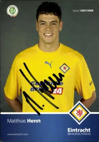 Autogrammkarte Fußballer Matthias Henn, Eintracht Braunschweig, Autogramm