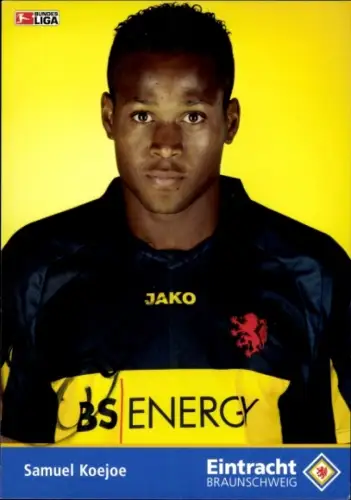 Autogrammkarte Fußballer Samuel Koejoe, Eintracht Braunschweig, Portrait, Autogramm