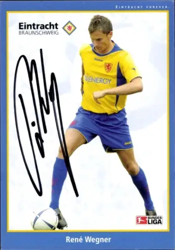 Autogrammkarte Fußballer René Wegner, Eintracht Braunschweig, Portrait, Autogramm