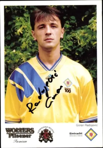 Autogrammkarte Fußballer Goran Radojevic, Eintracht Braunschweig, Portrait, Autogramm