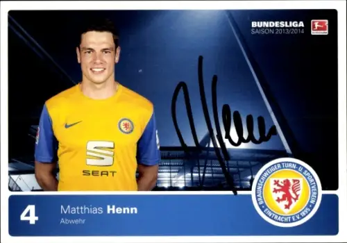 Autogrammkarte Fußballer Matthias Henn, Eintracht Braunschweig, Autogramm