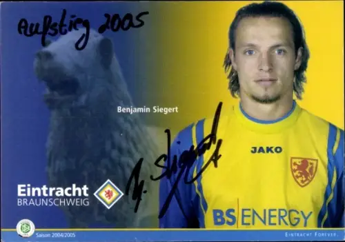 Autogrammkarte Fußballer Benjamin Siegert, Eintracht Braunschweig, Autogramm