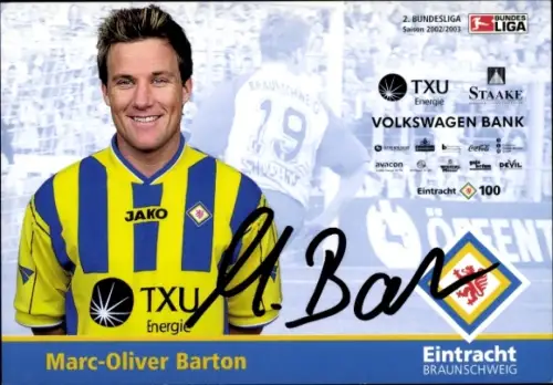 Autogrammkarte Fußballer Marc Oliver Barton, Eintracht Braunschweig, Autogramm