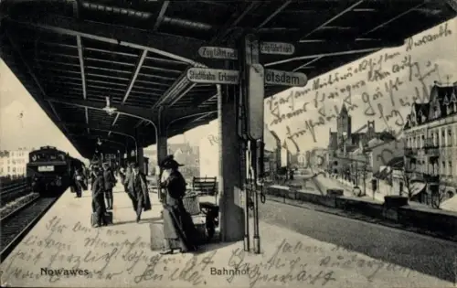 Ak Nowawes Babelsberg Potsdam in Brandenburg, Bahnhof, Gleisseite, Bahnsteig