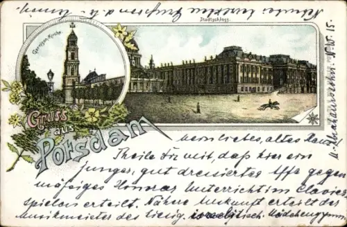 Litho Potsdam, Garnison-Kirche, Stadtschloss