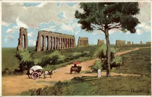 Künstler Ak Roma Rom Lazio, Via Appia, antikes Aquädukt