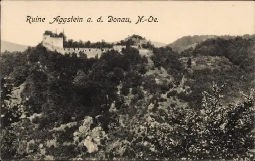 Ak Schönbühel Aggsbach in Niederösterreich, Burgruine Aggstein, Ruine Aggstein, Donau, N.-Oe., La