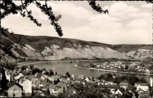 Ak Boppard am Rhein, Flusslandschaft, Weinberge, Schiffe, Häuser, Boppard am Rhein