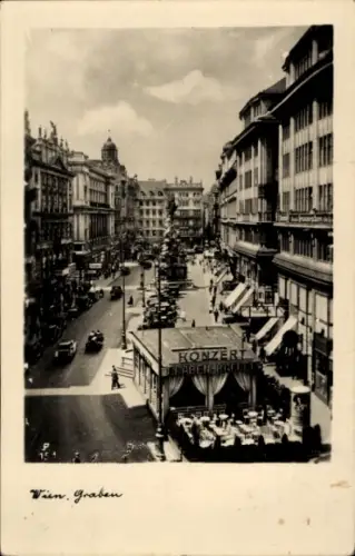 Ak Wien 1 Innere Stadt, Straße in  Graben, Konzertsäle, Menschen, Autos