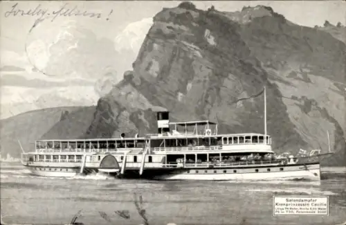 Ak Loreley, Rheindampfer, Salondampfer Kronprinzessin Cecilie