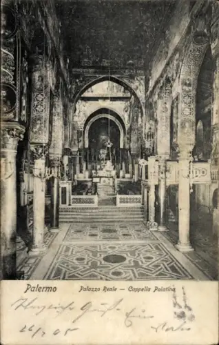 Ak Palermo Sizilien Sicilia Italien,  Palazzo Reale, Cappella Palatina,  Innenansicht