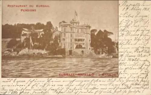 Ak Rapallo Liguria, Restaurant du Kursaal, Pensions,  Wasseransicht, 