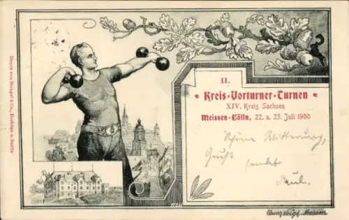 Ak Cölln an der Elbe Meißen Sachsen, II. Kreis-Vorturner-Turnen, 22. und 23. Juli 1900