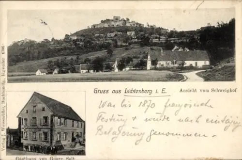 Ak Lichtenberg Elsass Bas Rhin, Gasthaus von Georg Solt, Ansicht vom Schweighof