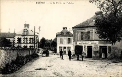 CPA Serans Oise, a la Porte de Falaise, Restaurant Monquit