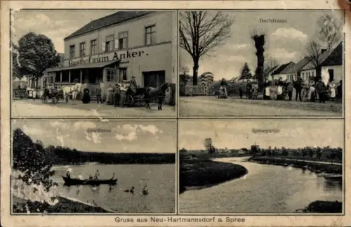 Ak Neu Hartmannsdorf Spreenhagen Brandenburg, Gasthof zum Anker, Störitzsee, Spree