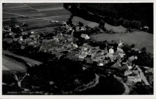 Ak Waldau Schleusingen in Thüringen, Fliegeraufnahme
