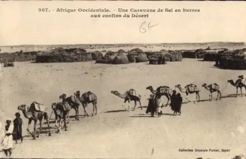 Ak Dakar Senegal, Karawane von Kamelen, Wüste, Afrika,  Sammlung Fortier
